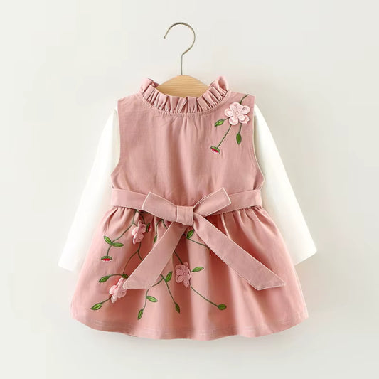 Conjunto infantil Flores e Laço