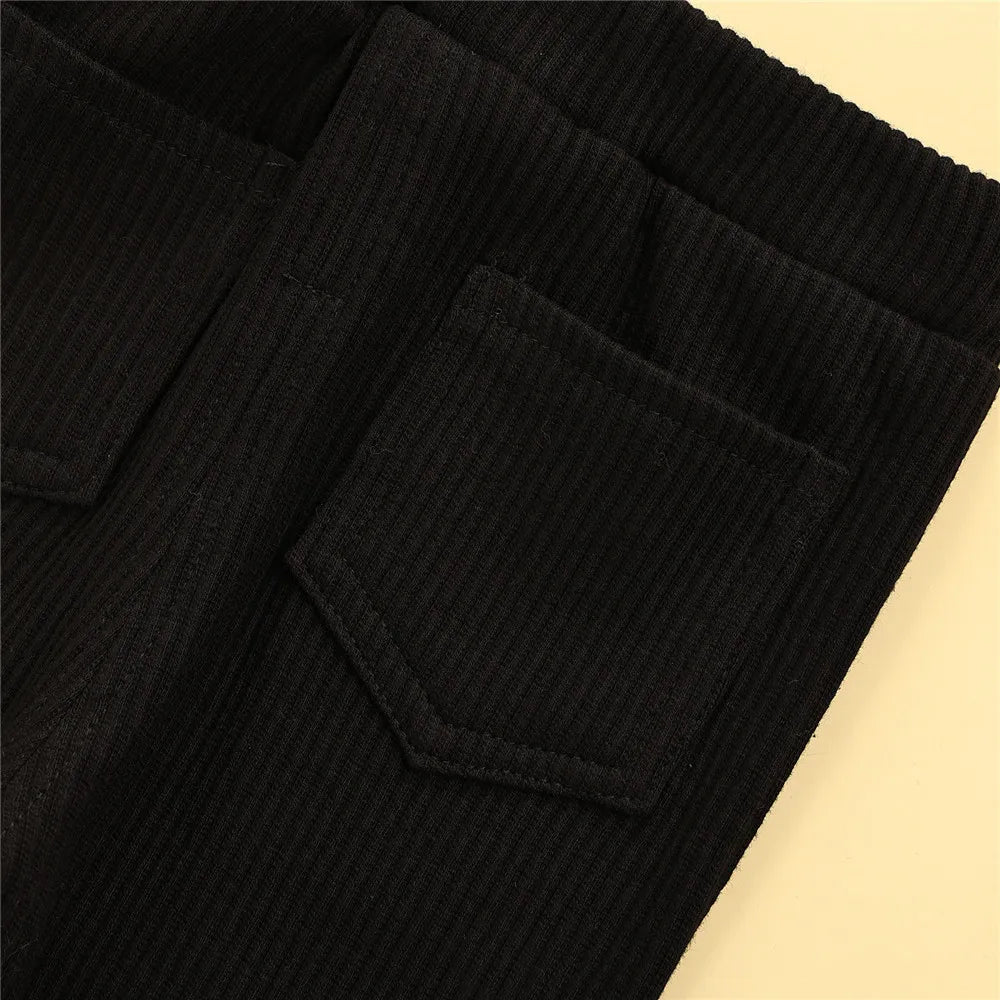 Calça Infantil Preta Canelada