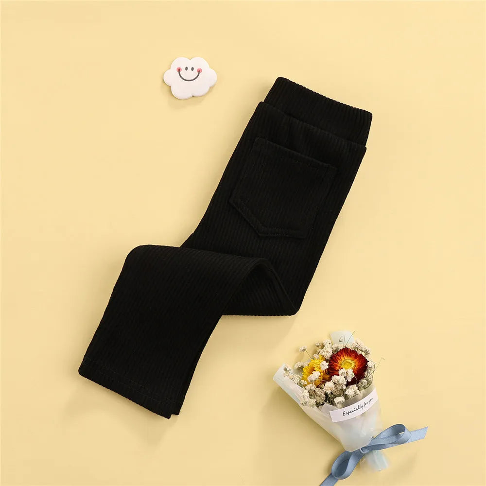 Calça Infantil Preta Canelada