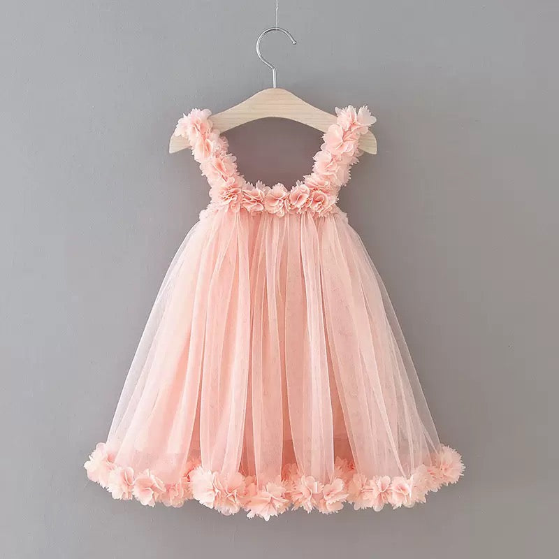 Vestido Infantil de Tule Flores