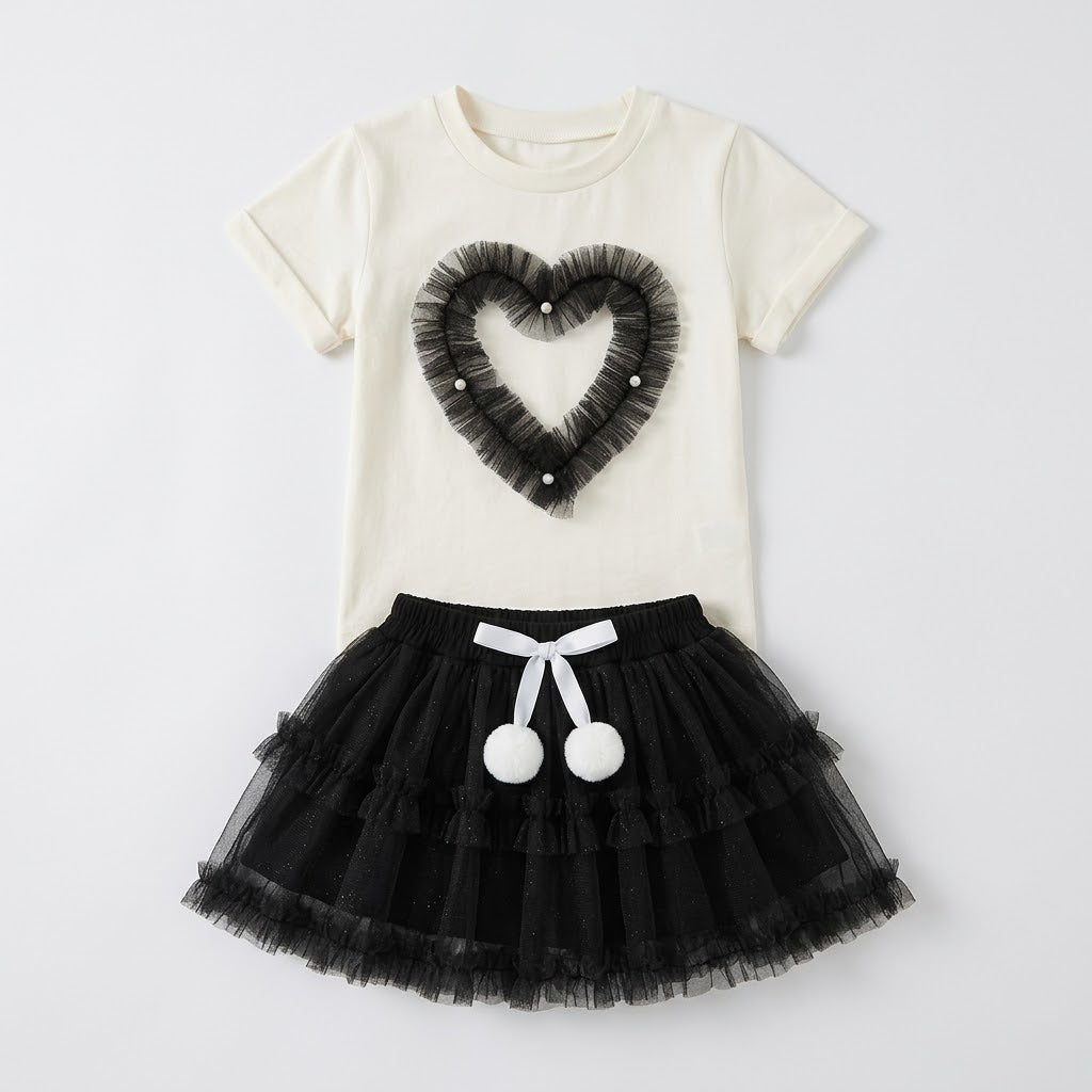 Conjunto Coração Saia Tule
