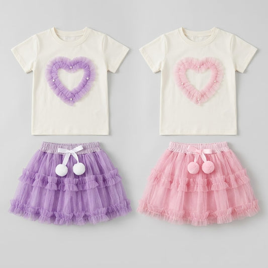 Conjunto Coração Saia Tule