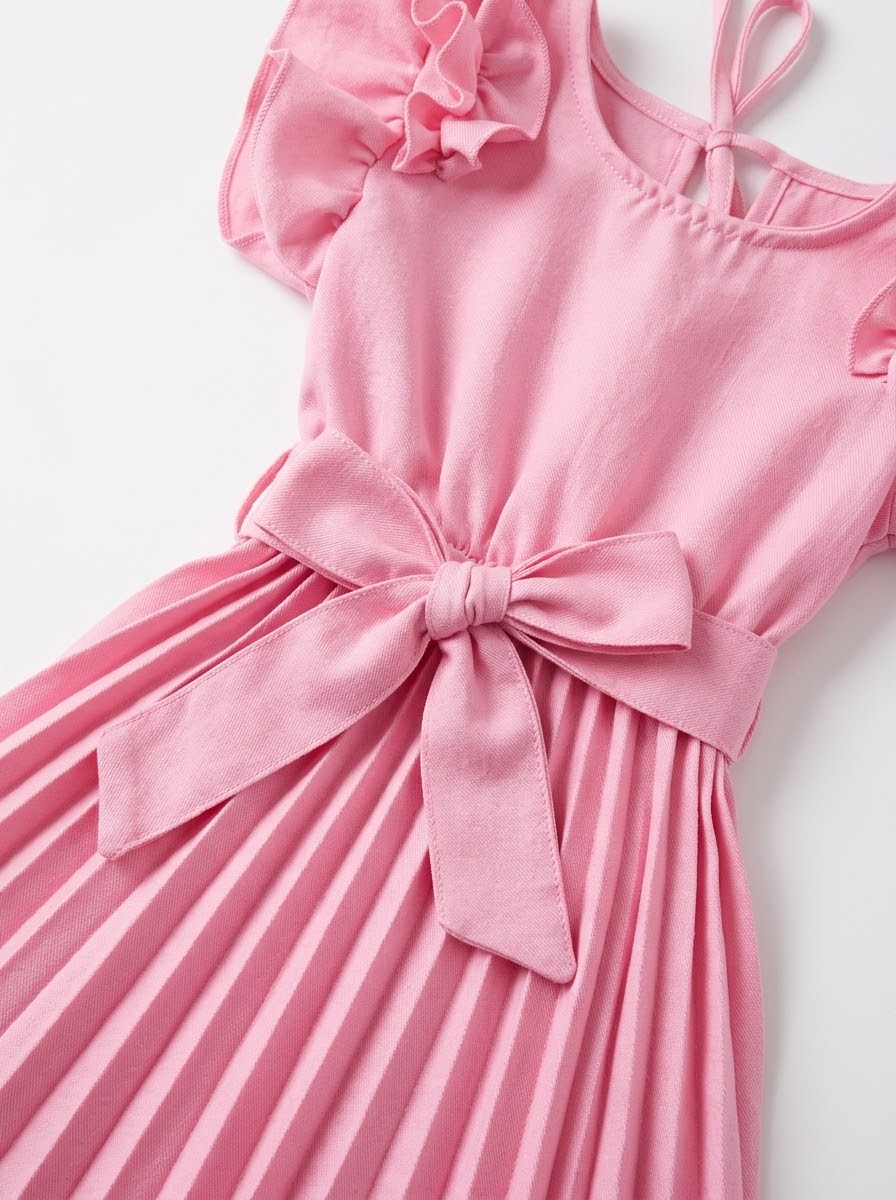 Vestido Plissado com Faixa