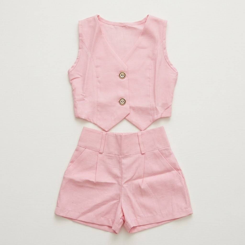 Conjunto Shorts Alfaiataria Colete