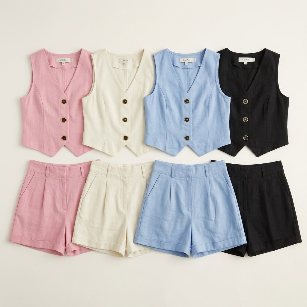 Conjunto Shorts Alfaiataria Colete