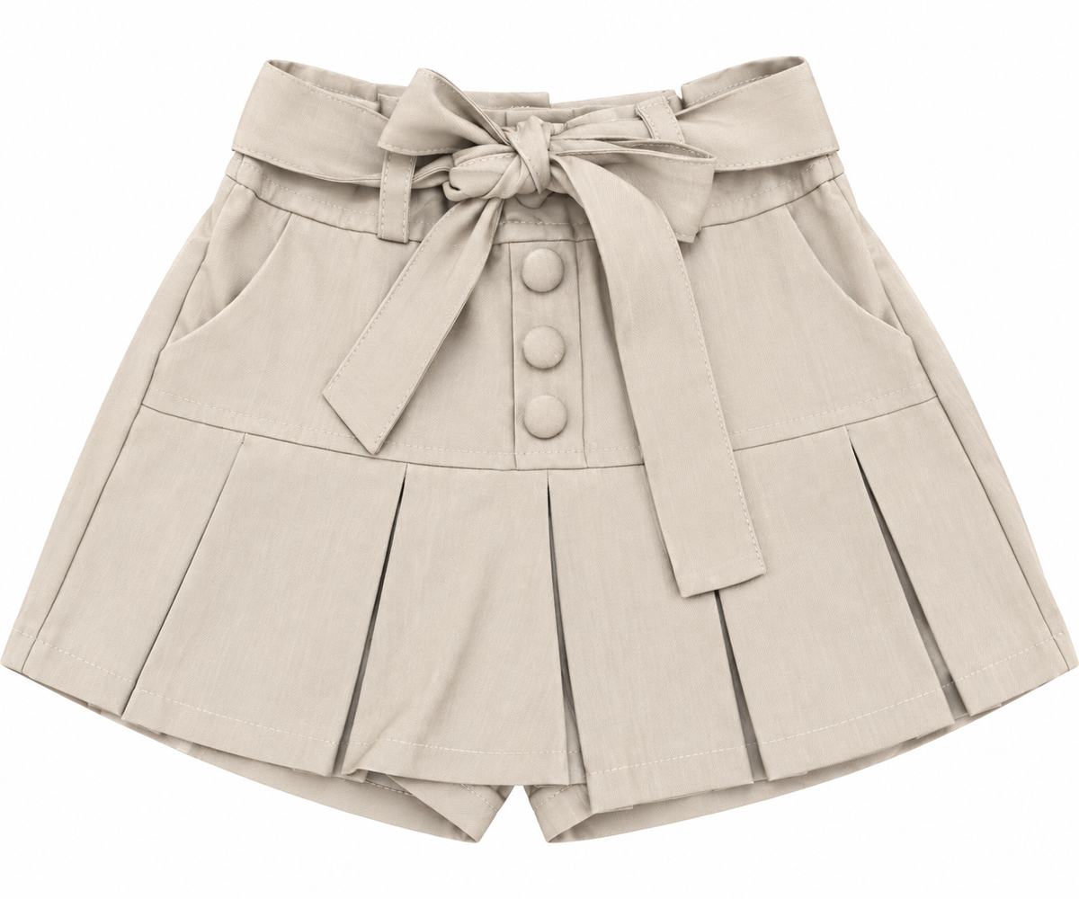 Shorts Saia com Pregas Botões
