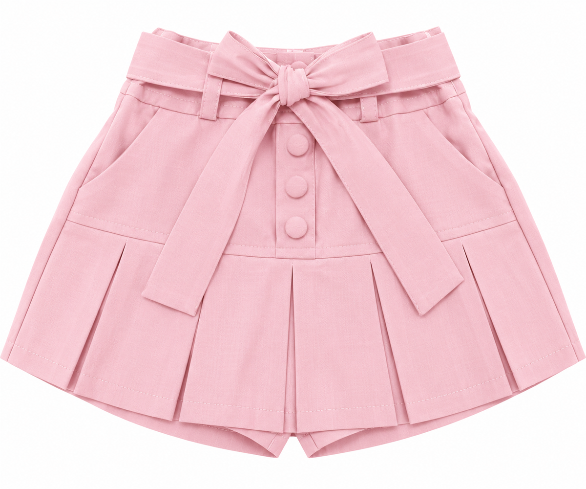 Shorts Saia com Pregas Botões