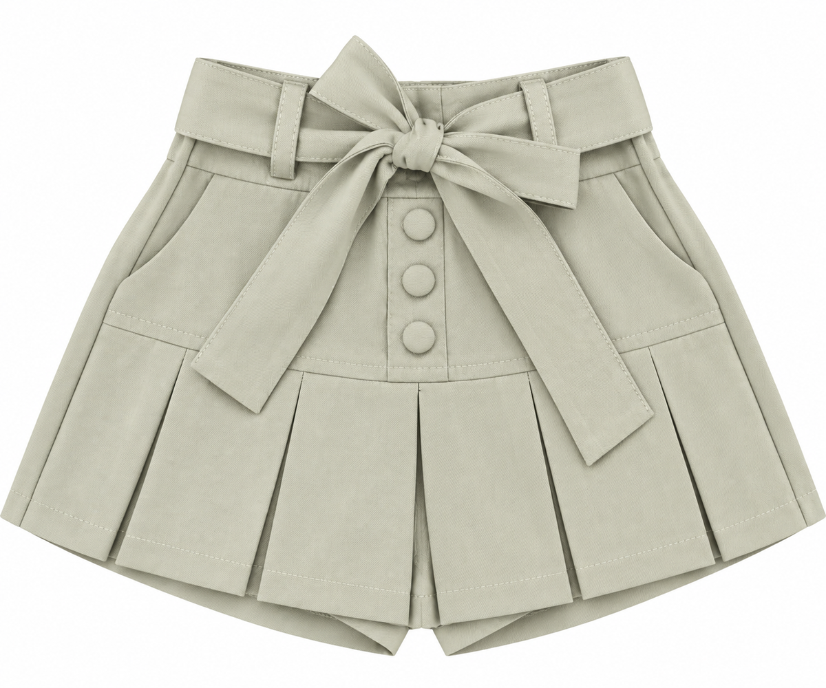 Shorts Saia com Pregas Botões