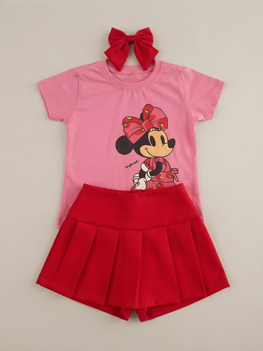 Conjunto Saia Minie Maçãs
