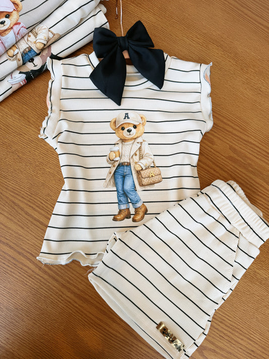 Conjunto Ursinhos Canelado Listras