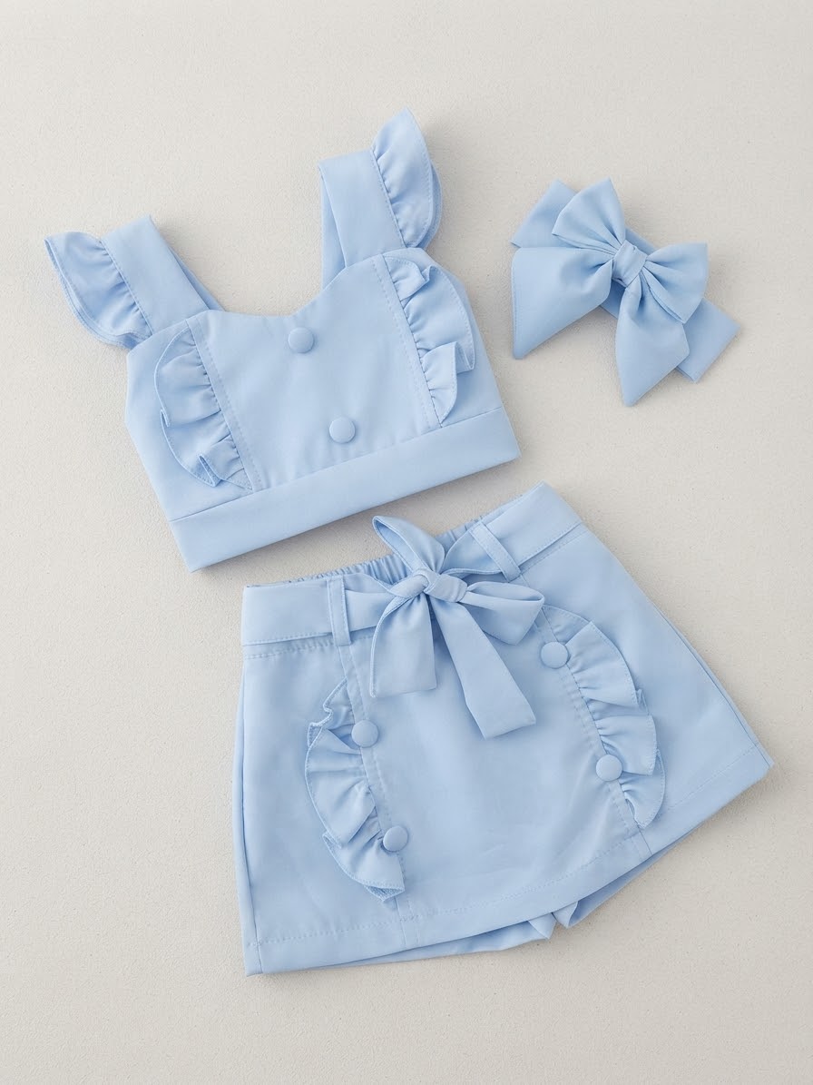 Conjunto Alfaiataria Botões Babados