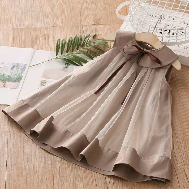 Vestido Infantil Bege Lacinho