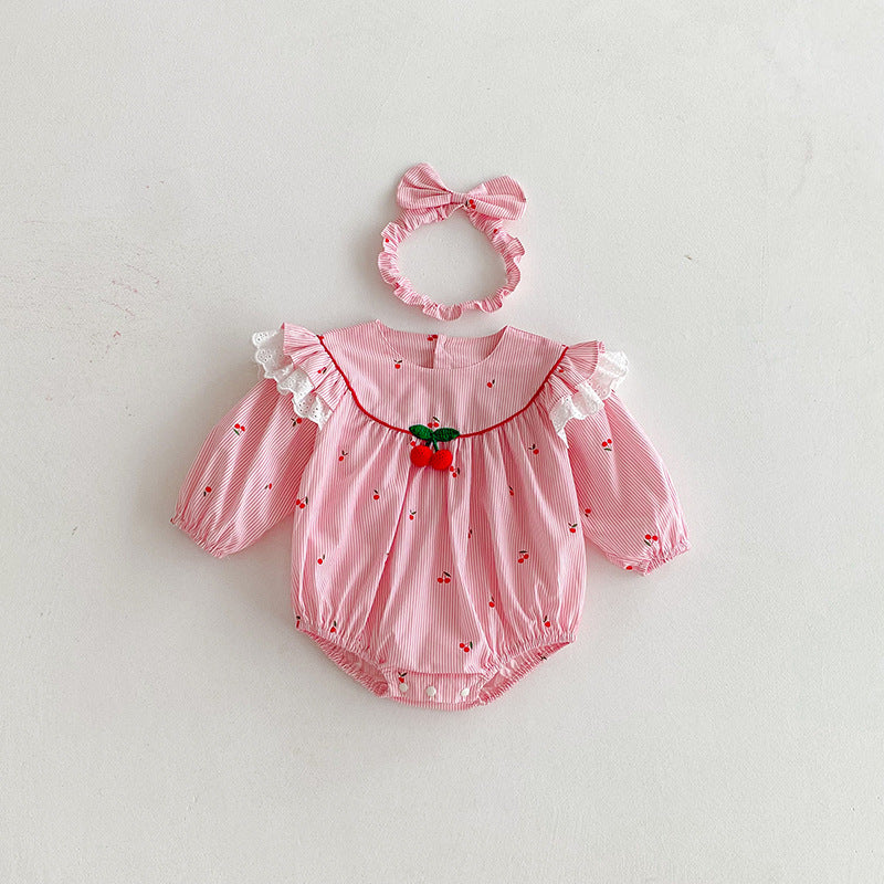Body Infantil Rosa Cerejinhas