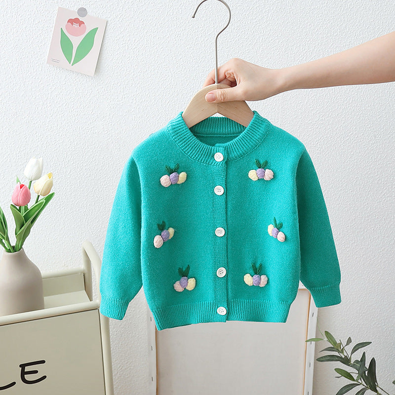 Cardigan Infantil Feminino Tricô Bolinhas
