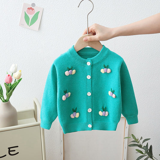 Cardigan Infantil Feminino Tricô Bolinhas