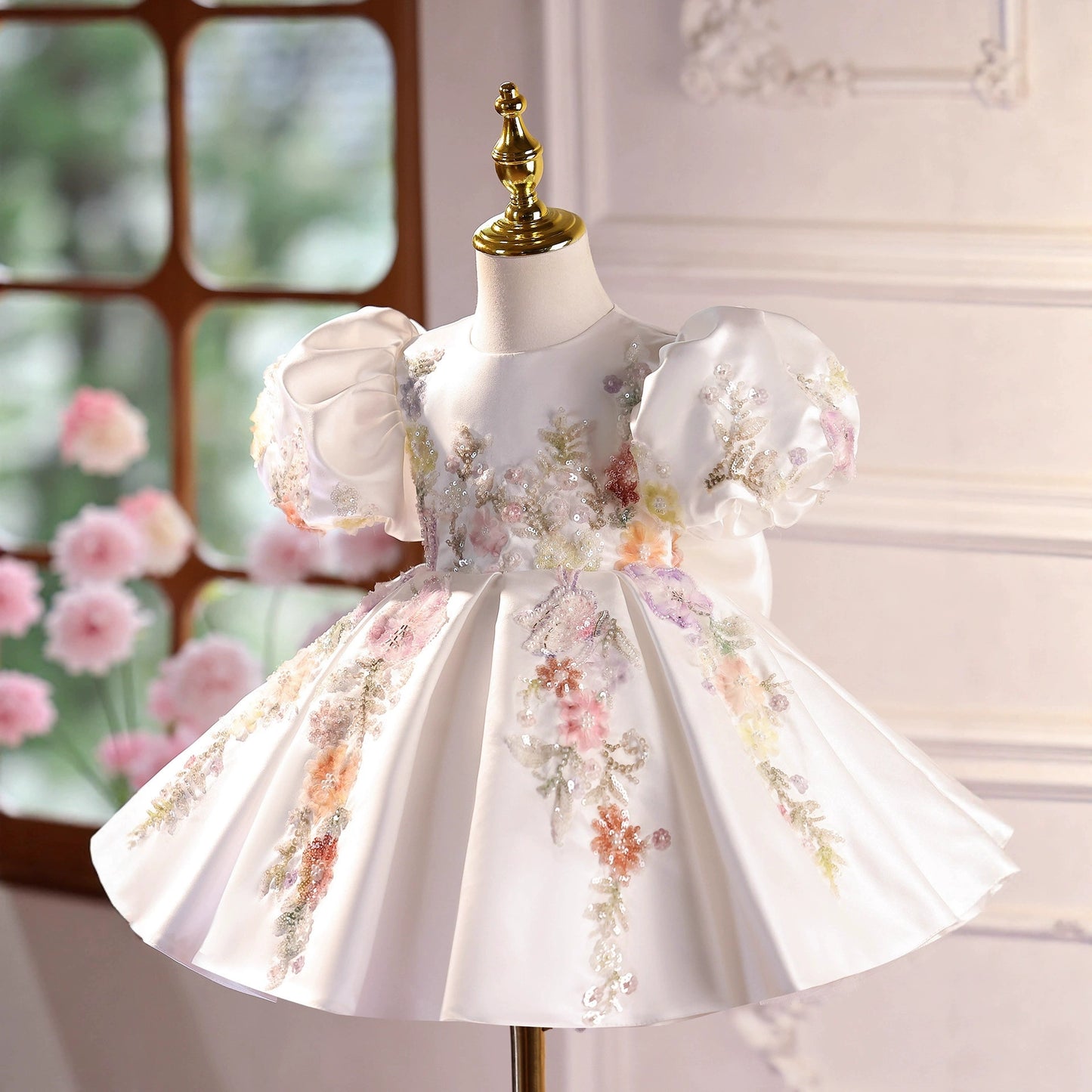 Vestido Infantil de Festa Flores Bufante