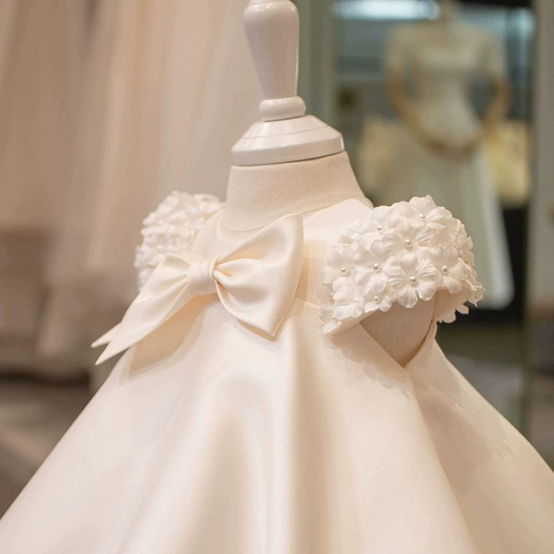 Vestido Infantil Lacinho Manga Flores