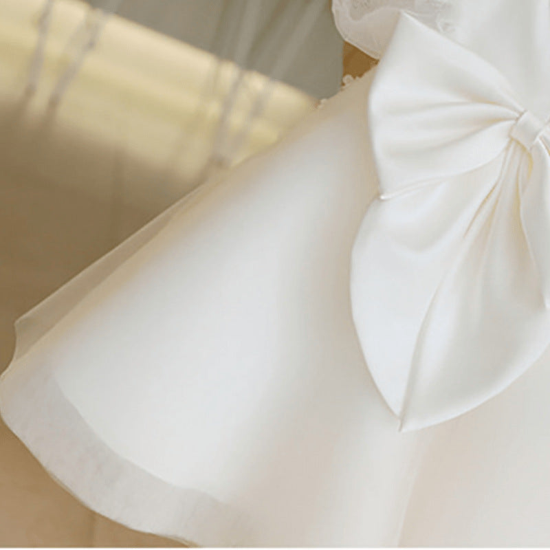 Vestido Infantil Branco Floral e Tulee