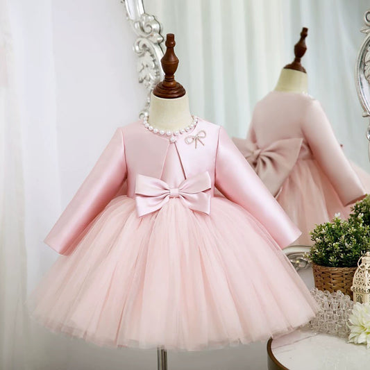Vestido Infantil De Festa Lacinho e Pérolas
