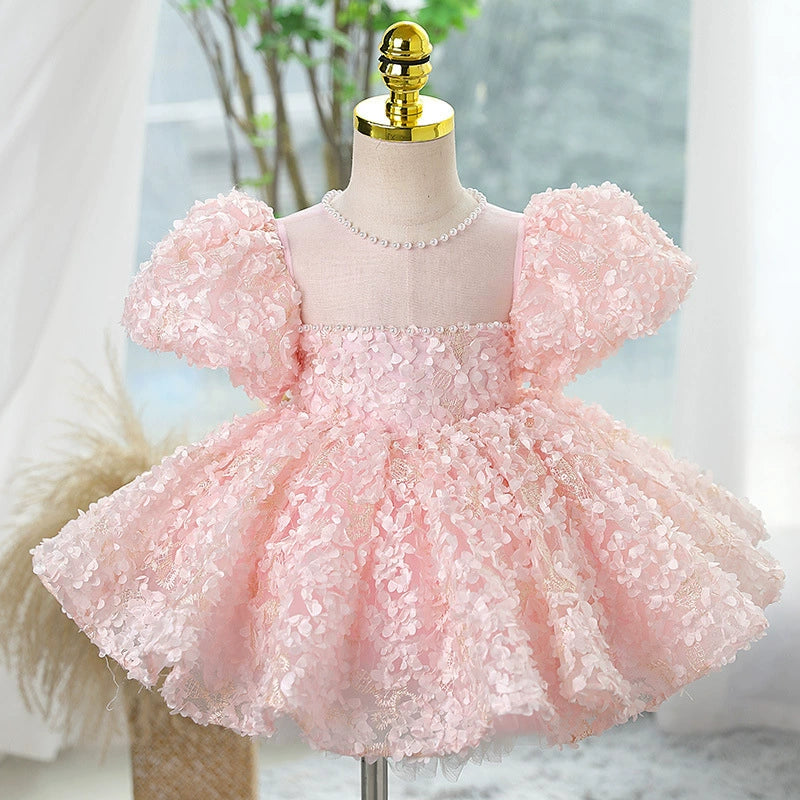 Vestido De Festa Infantil Florzinhas 3D