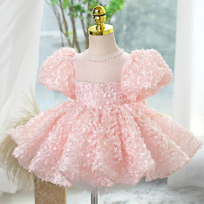 Vestido De Festa Infantil Florzinhas 3D