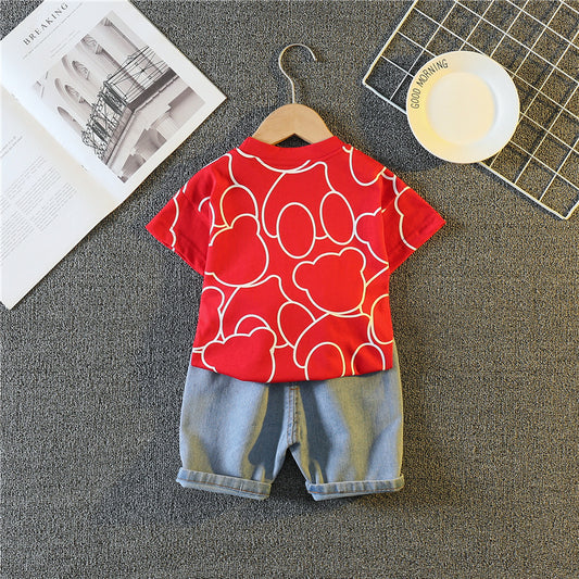 Conjunto Infantil Ursinho e Shorts Jeans