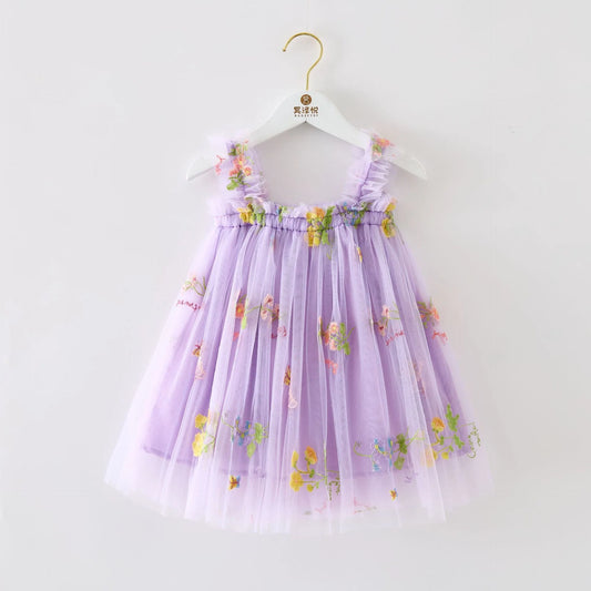 Vestido Infantil Tule Florzinhas
