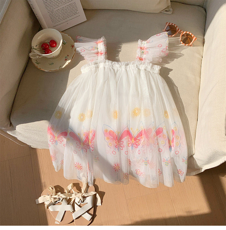 Vestido Infantil de Tule Florzinhas