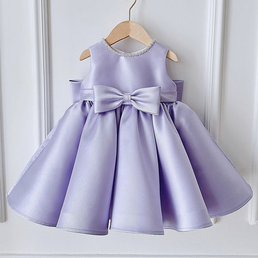 Vestido De Festa Infantil Regata Roxo Lacinho