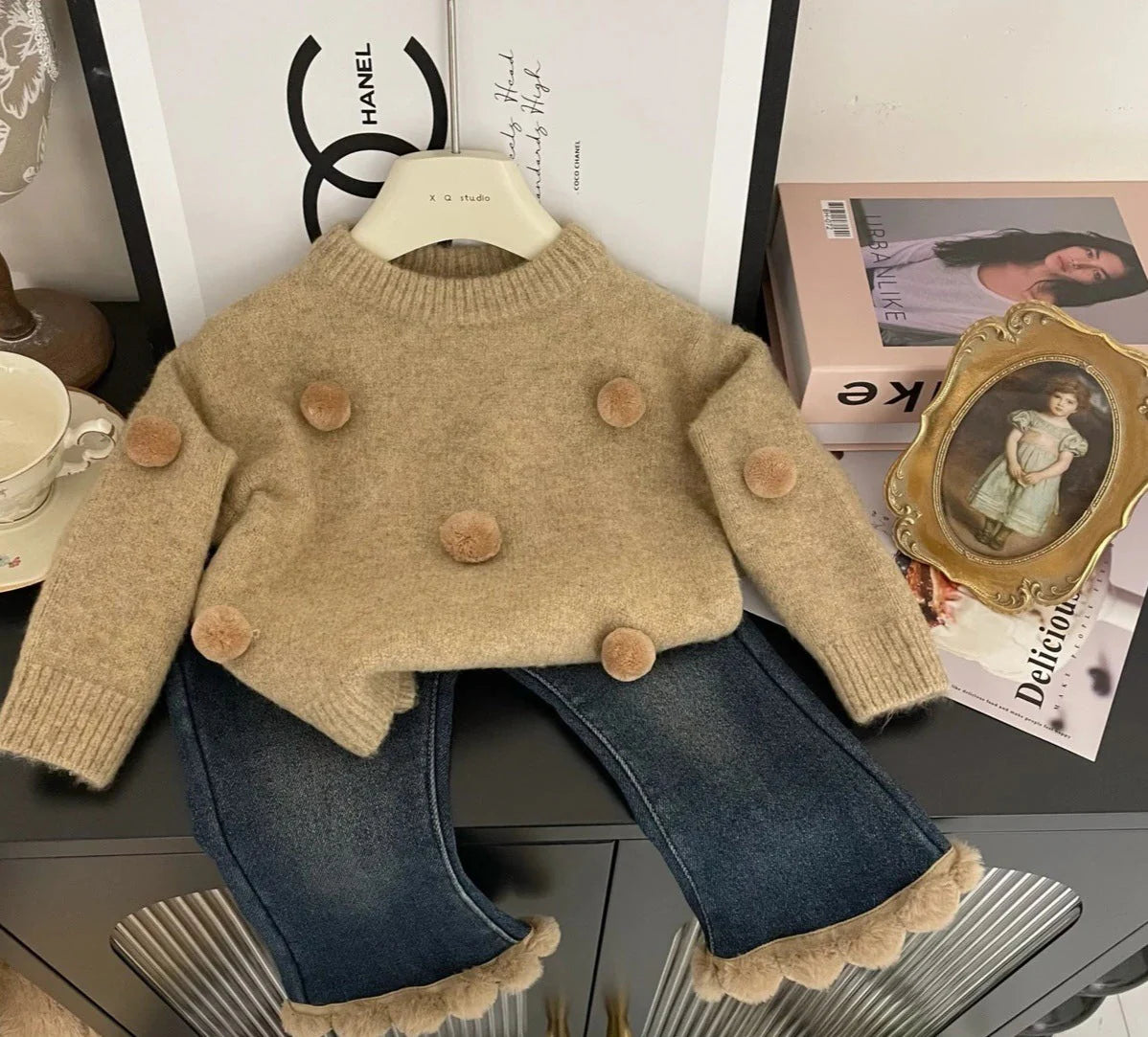 Blusa Infantil Feminino Inverno Pompom