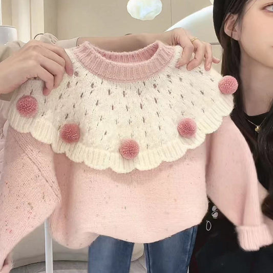Blusa Infantil Feminina Inverno Pompom