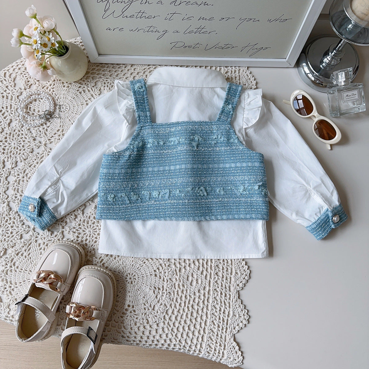 Conjunto Infantil 3 Peças Camisa e Tweed