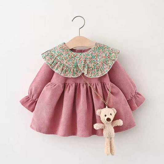Vestido Infantil Gola + Ursinho
