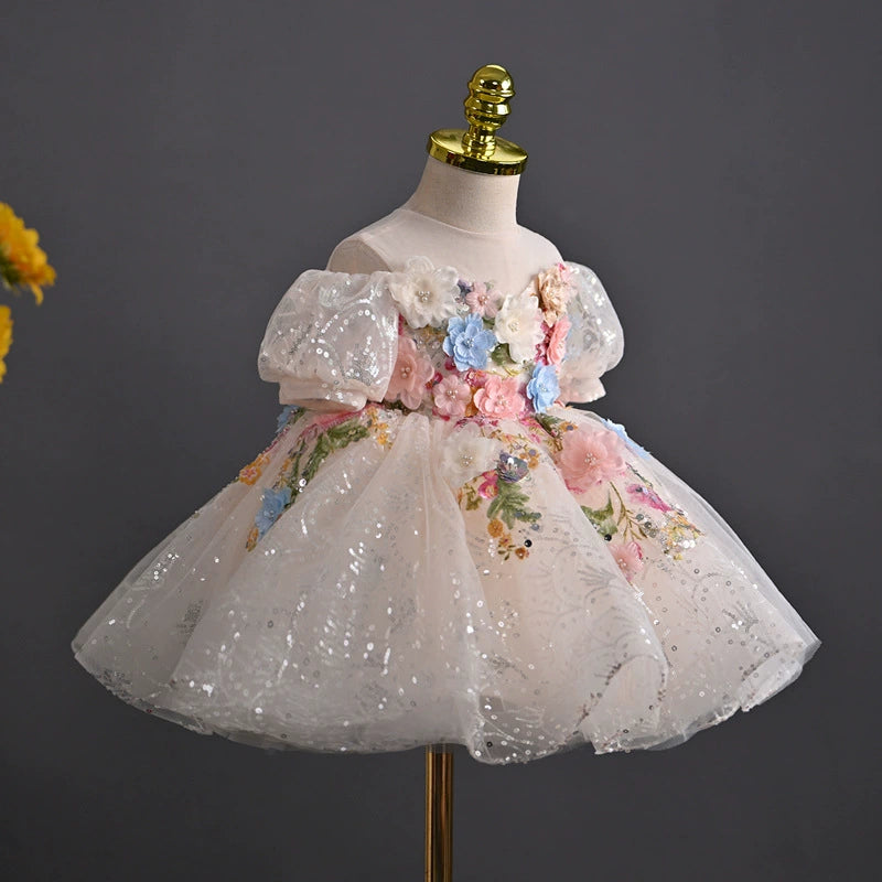 Vestido Infantil Brilhante Flores