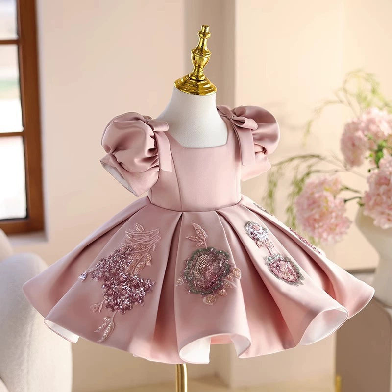 Vestido Infantil De Festa Bufante Rosas