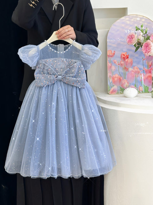 Vestido Infantil Brilhante Lacinho