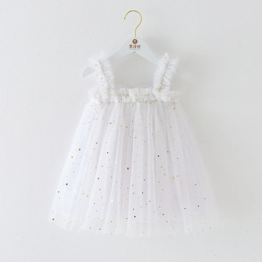 Vestido Infantil Tule Estrelinhas
