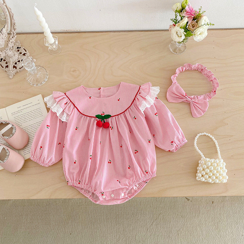 Body Infantil Rosa Cerejinhas