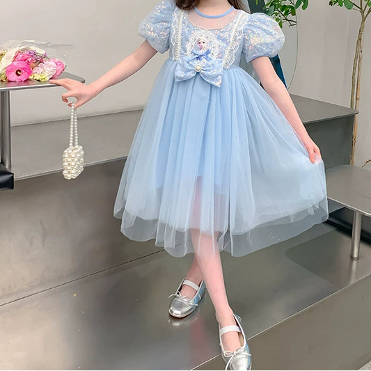 Vestido Infantil Frozen Tule e Lantejoulas
