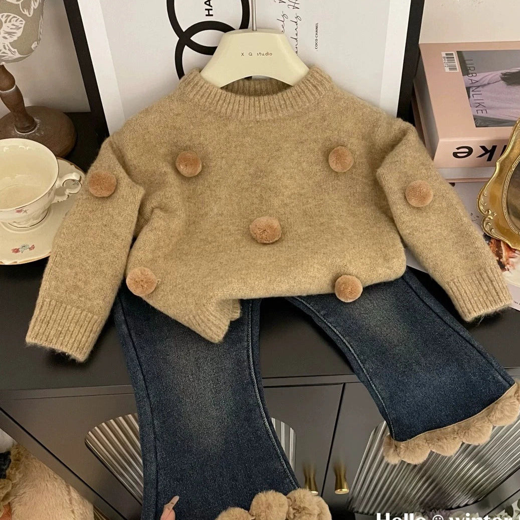 Conjunto Infantil Feminino Inverno Pompom