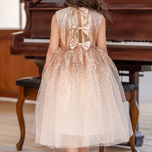 Vestido Infantil Princesa Brilhante Lacinho