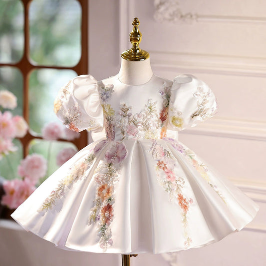 Vestido Infantil de Festa Flores Bufante