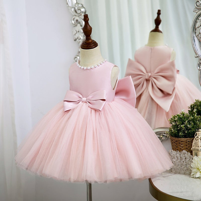 Vestido Infantil De Festa Lacinho e Pérolas