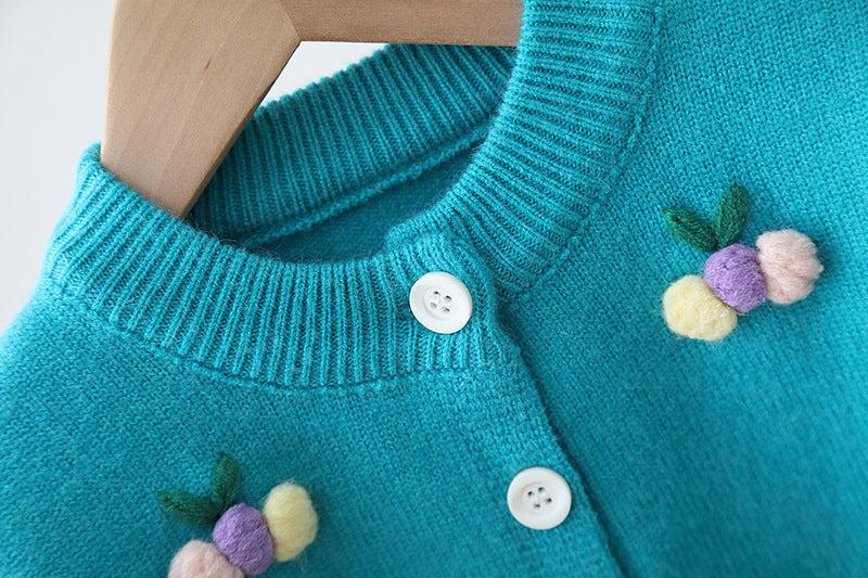 Cardigan Infantil Feminino Tricô Bolinhas