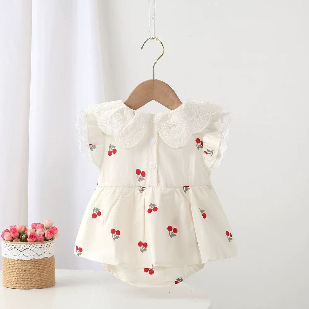 Body Infantil Feminino Verão Cerejinhas