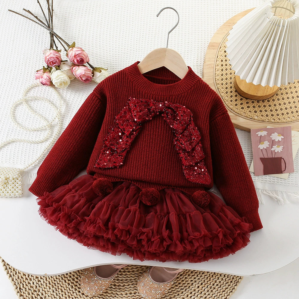 Conjunto Infantil Inverno Laço Brilhante