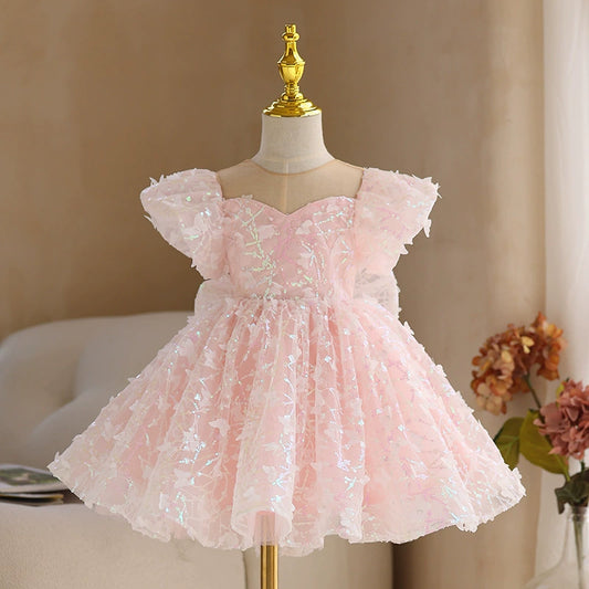 Vestido de Festa Infantil Borboletinhas Brilhante