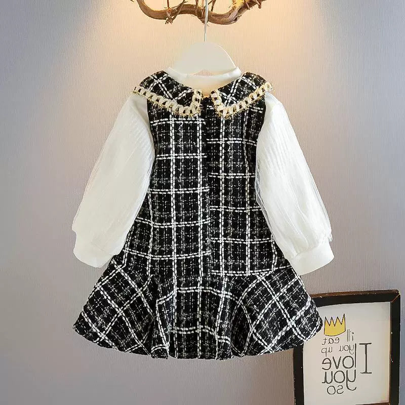 Vestido Infantil Preto Tweed + Blusa
