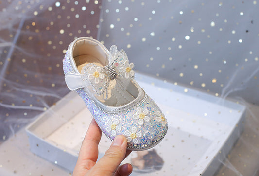 Sapato Infantil Feminino Florzinhas e Brilhos