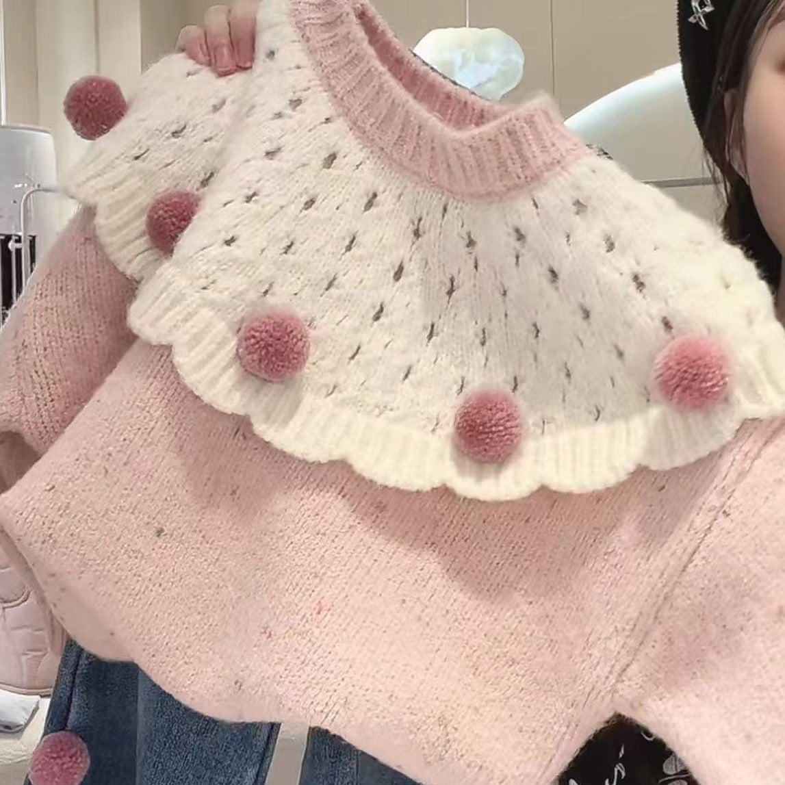 Blusa Infantil Feminina Inverno Pompom